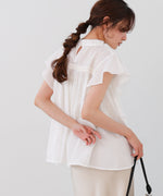 キャンブリックボイル　ピンタックフリルブラウス