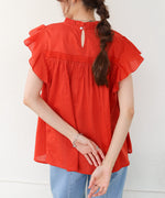 キャンブリックボイル　ピンタックフリルブラウス