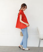 キャンブリックボイル　ピンタックフリルブラウス