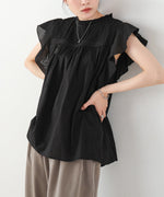 キャンブリックボイル　ピンタックフリルブラウス