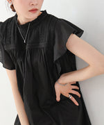 キャンブリックボイル　ピンタックフリルブラウス