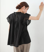 キャンブリックボイル　ピンタックフリルブラウス