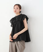 キャンブリックボイル　ピンタックフリルブラウス