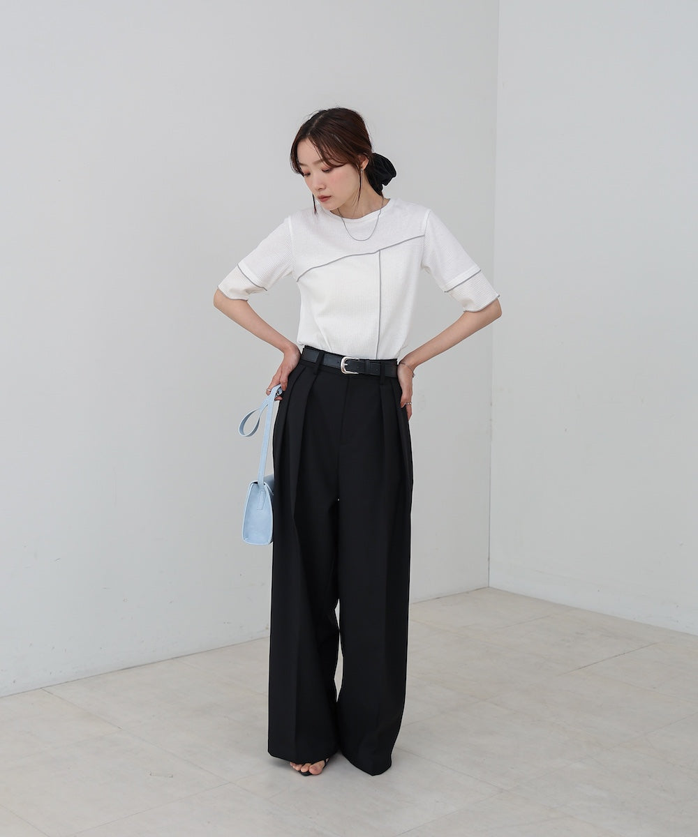 袖切り替えメローリブカットソー