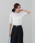 袖切り替えメローリブカットソー