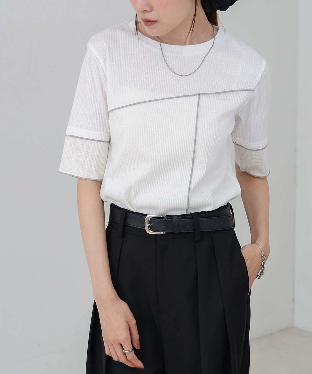 袖切り替えメローリブカットソー