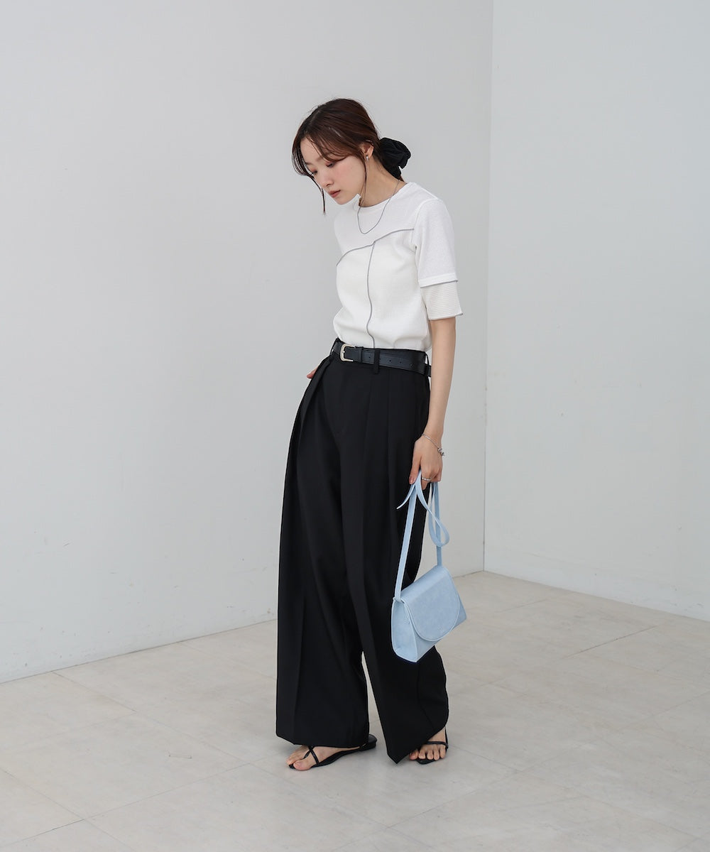 袖切り替えメローリブカットソー