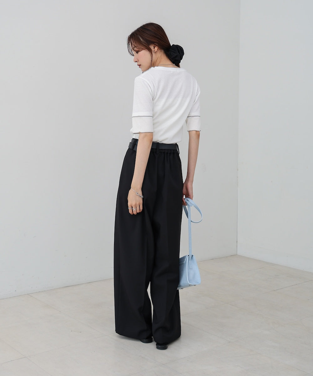 袖切り替えメローリブカットソー