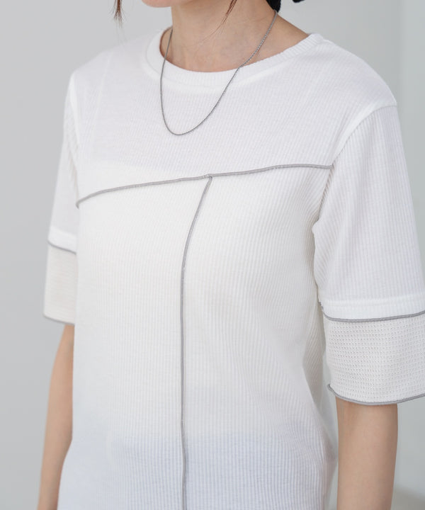 袖切り替えメローリブカットソー