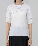 袖切り替えメローリブカットソー