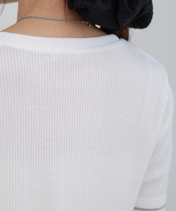 袖切り替えメローリブカットソー