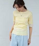 袖切り替えメローリブカットソー