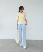 袖切り替えメローリブカットソー