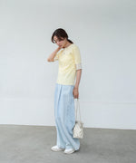 袖切り替えメローリブカットソー