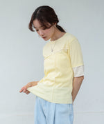 袖切り替えメローリブカットソー