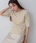 袖切り替えメローリブカットソー