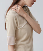 袖切り替えメローリブカットソー