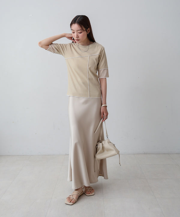 袖切り替えメローリブカットソー