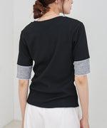 袖切り替えメローリブカットソー