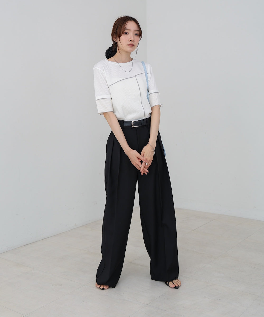 袖切り替えメローリブカットソー