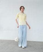 袖切り替えメローリブカットソー