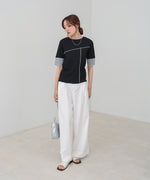 袖切り替えメローリブカットソー