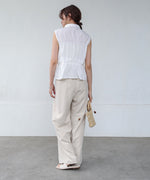 リボンギャザーノースリーブブラウス