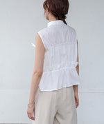 リボンギャザーノースリーブブラウス