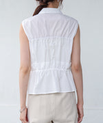 リボンギャザーノースリーブブラウス