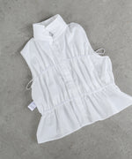 リボンギャザーノースリーブブラウス