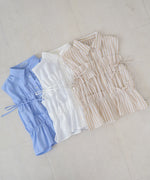 リボンギャザーノースリーブブラウス