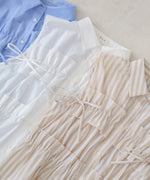 リボンギャザーノースリーブブラウス