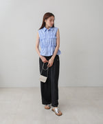 リボンギャザーノースリーブブラウス