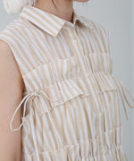 リボンギャザーノースリーブブラウス