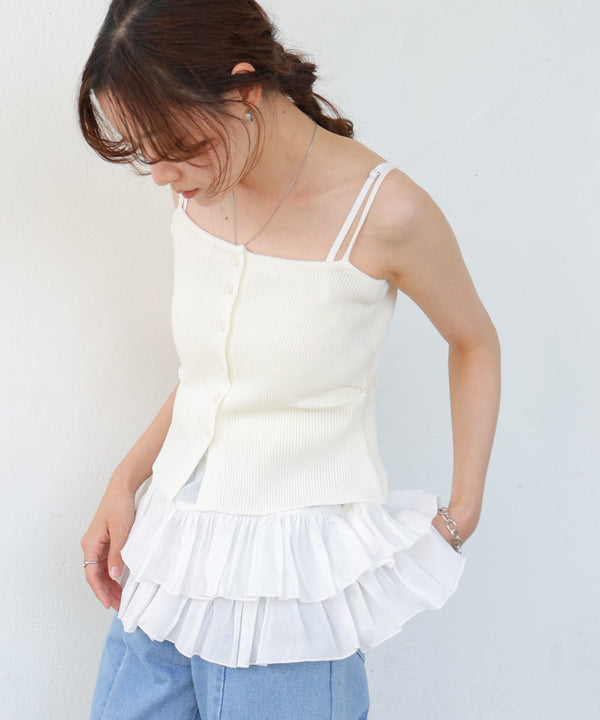 麻タッチニットキャミトップス