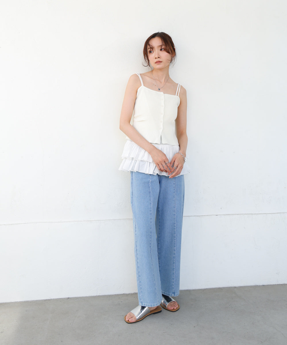 麻タッチニットキャミトップス