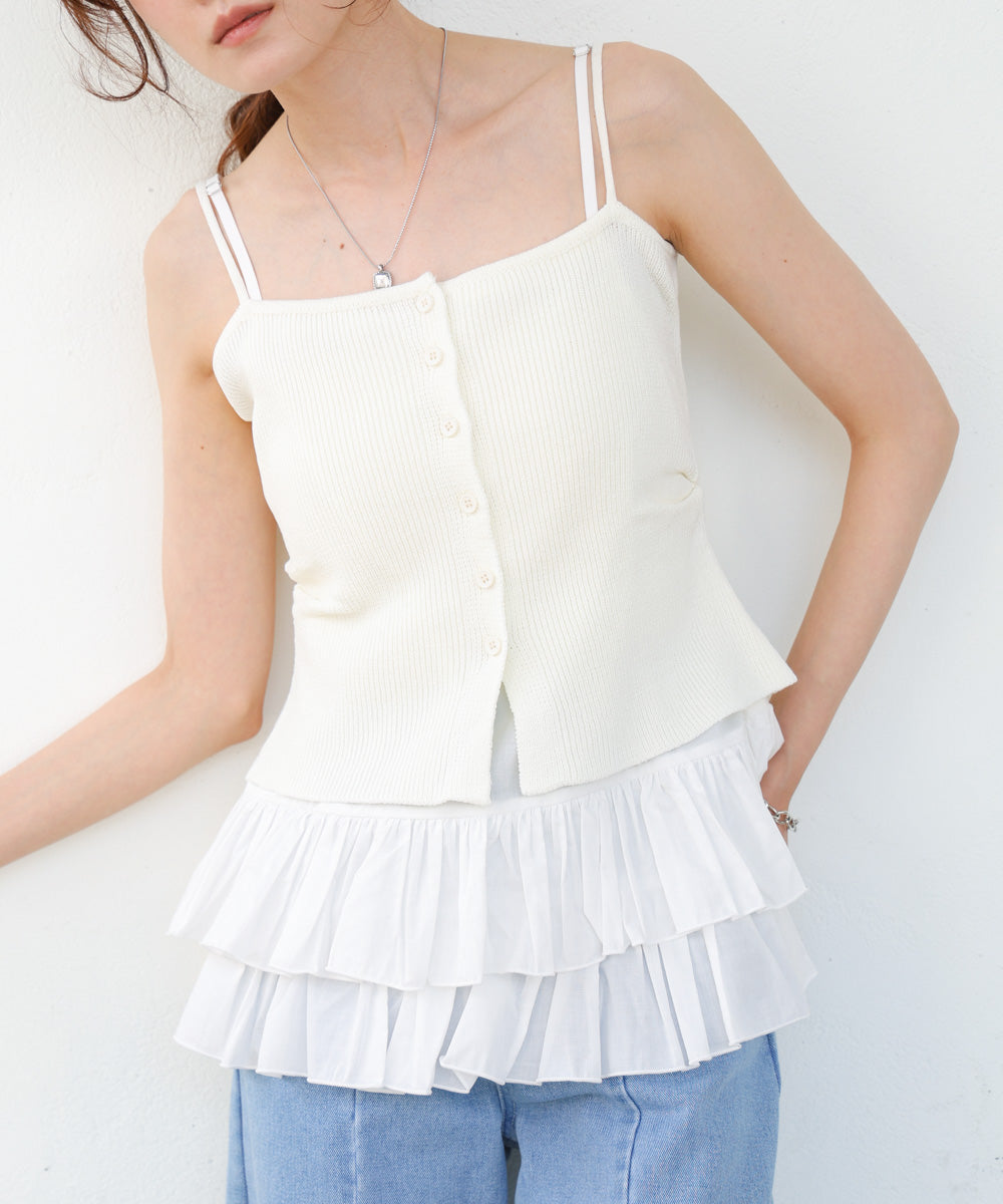 麻タッチニットキャミトップス