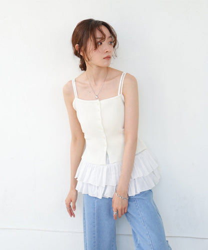 麻タッチニットキャミトップス