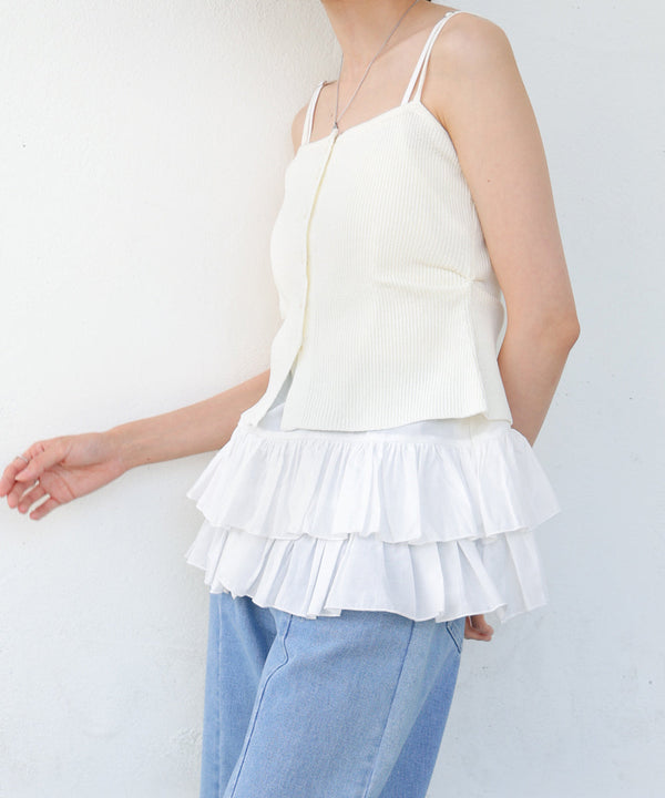 麻タッチニットキャミトップス