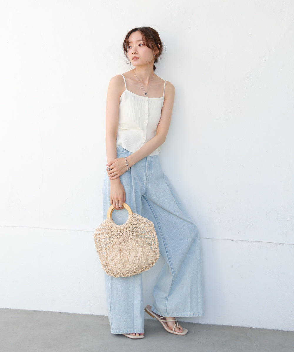 麻タッチニットキャミトップス