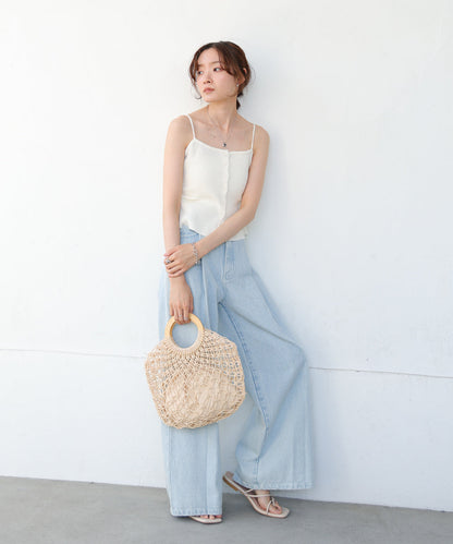 麻タッチニットキャミトップス