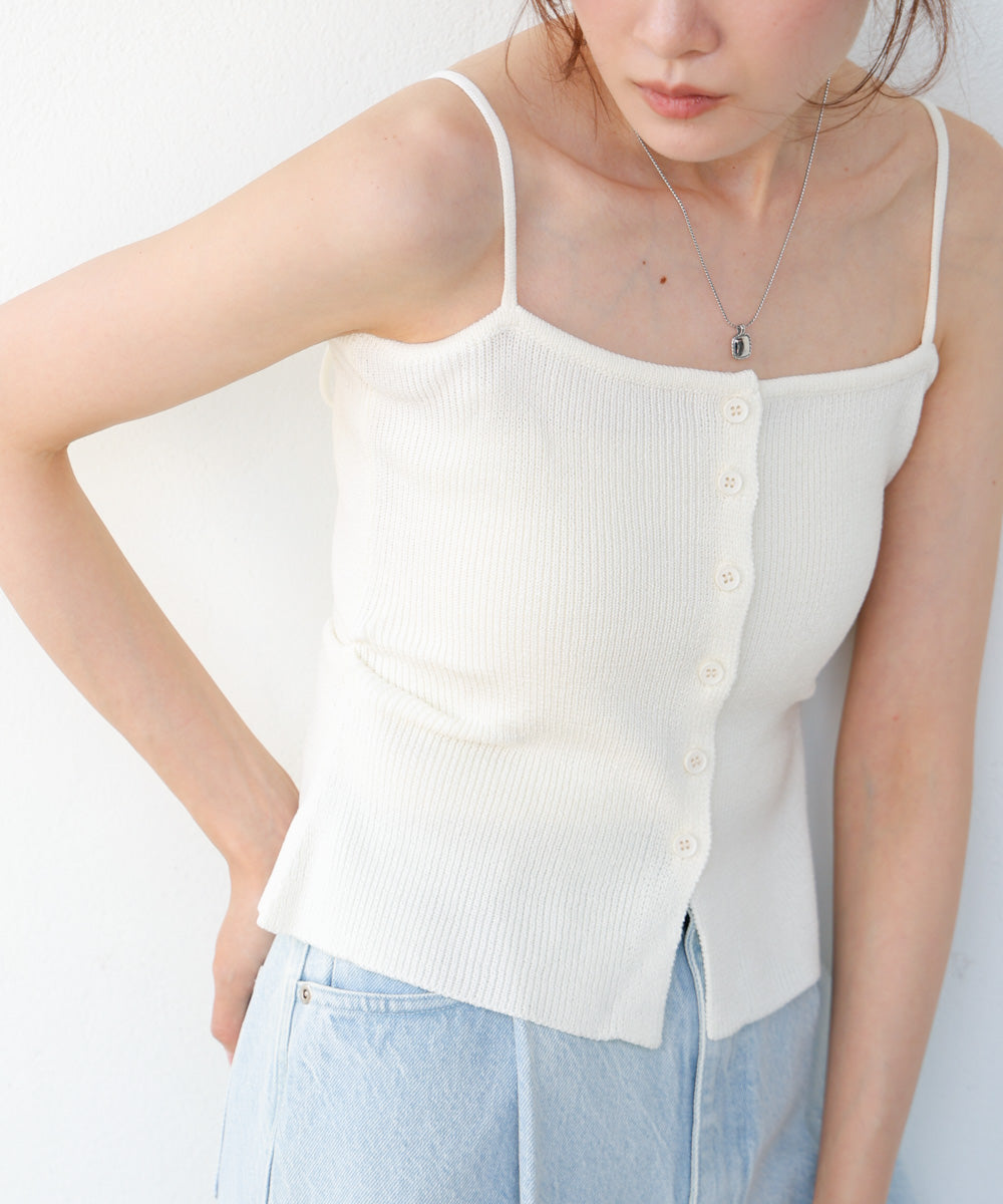 麻タッチニットキャミトップス