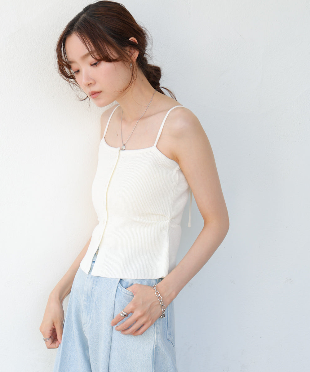 麻タッチニットキャミトップス