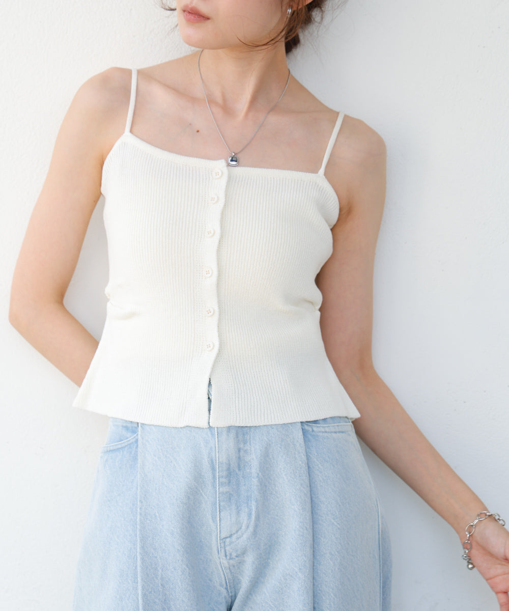 麻タッチニットキャミトップス