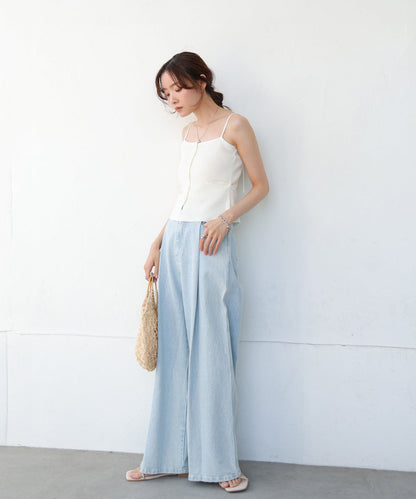 麻タッチニットキャミトップス