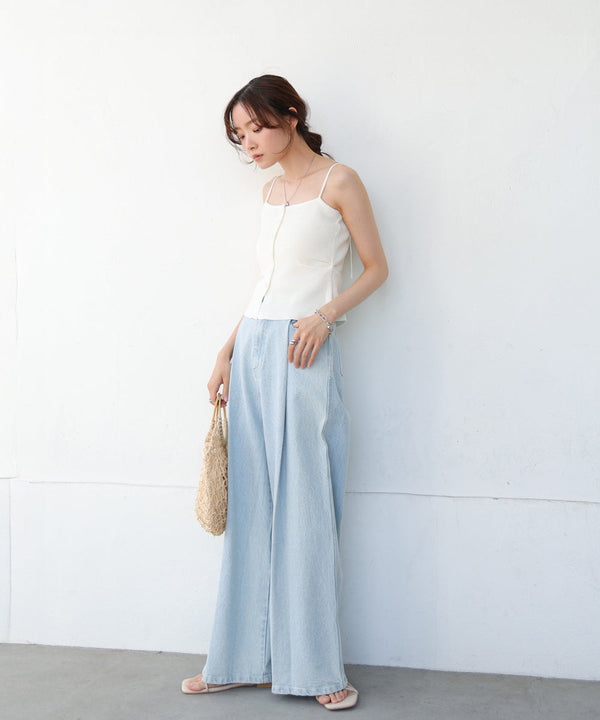 麻タッチニットキャミトップス