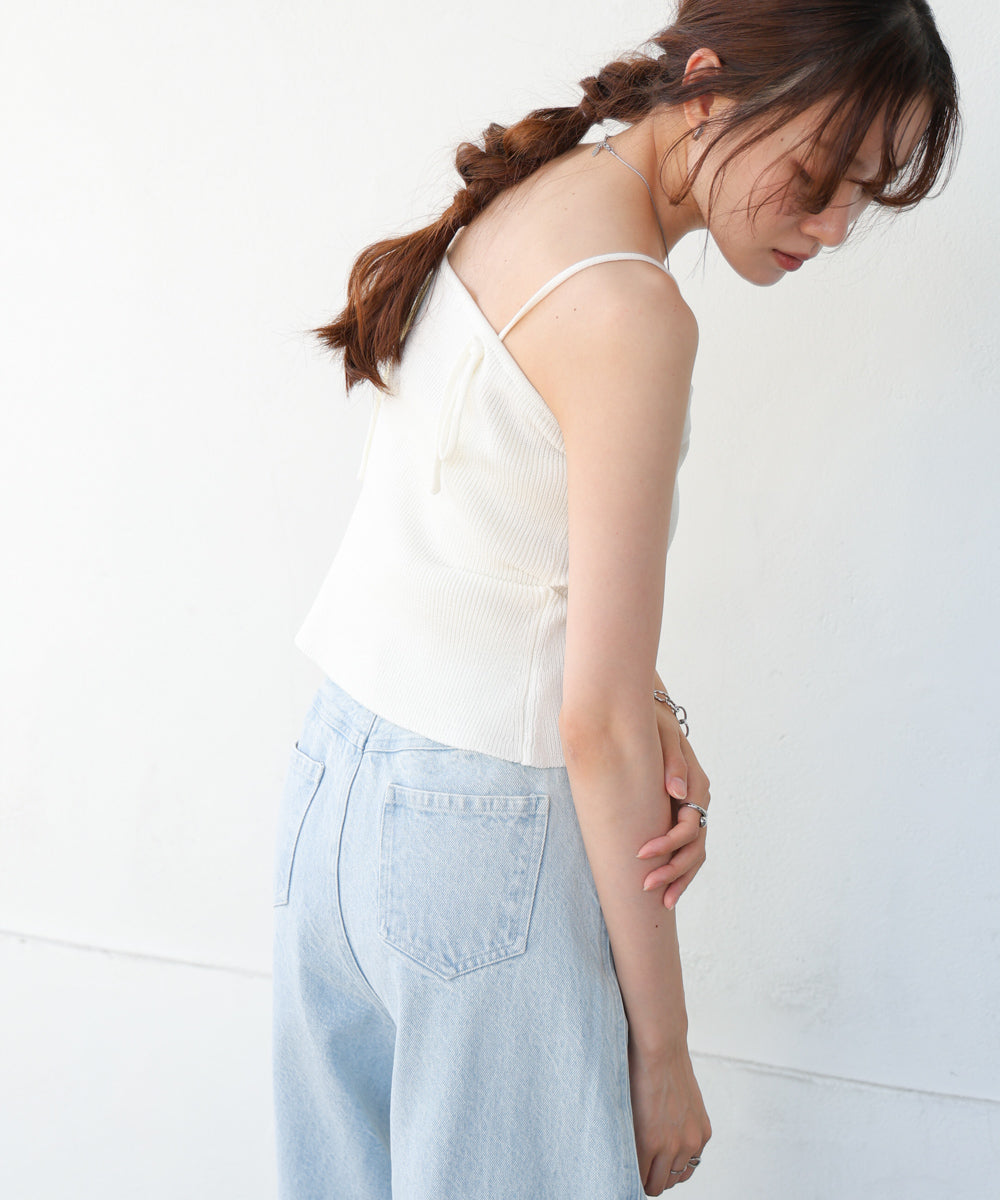 麻タッチニットキャミトップス