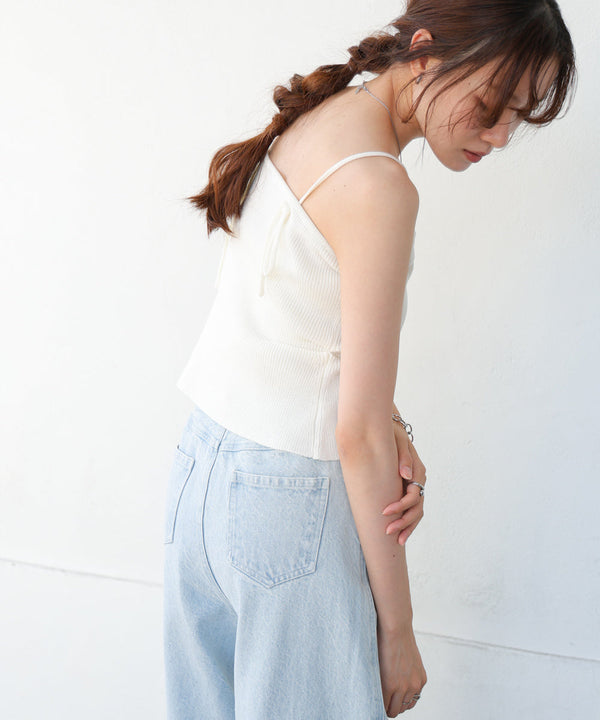 麻タッチニットキャミトップス