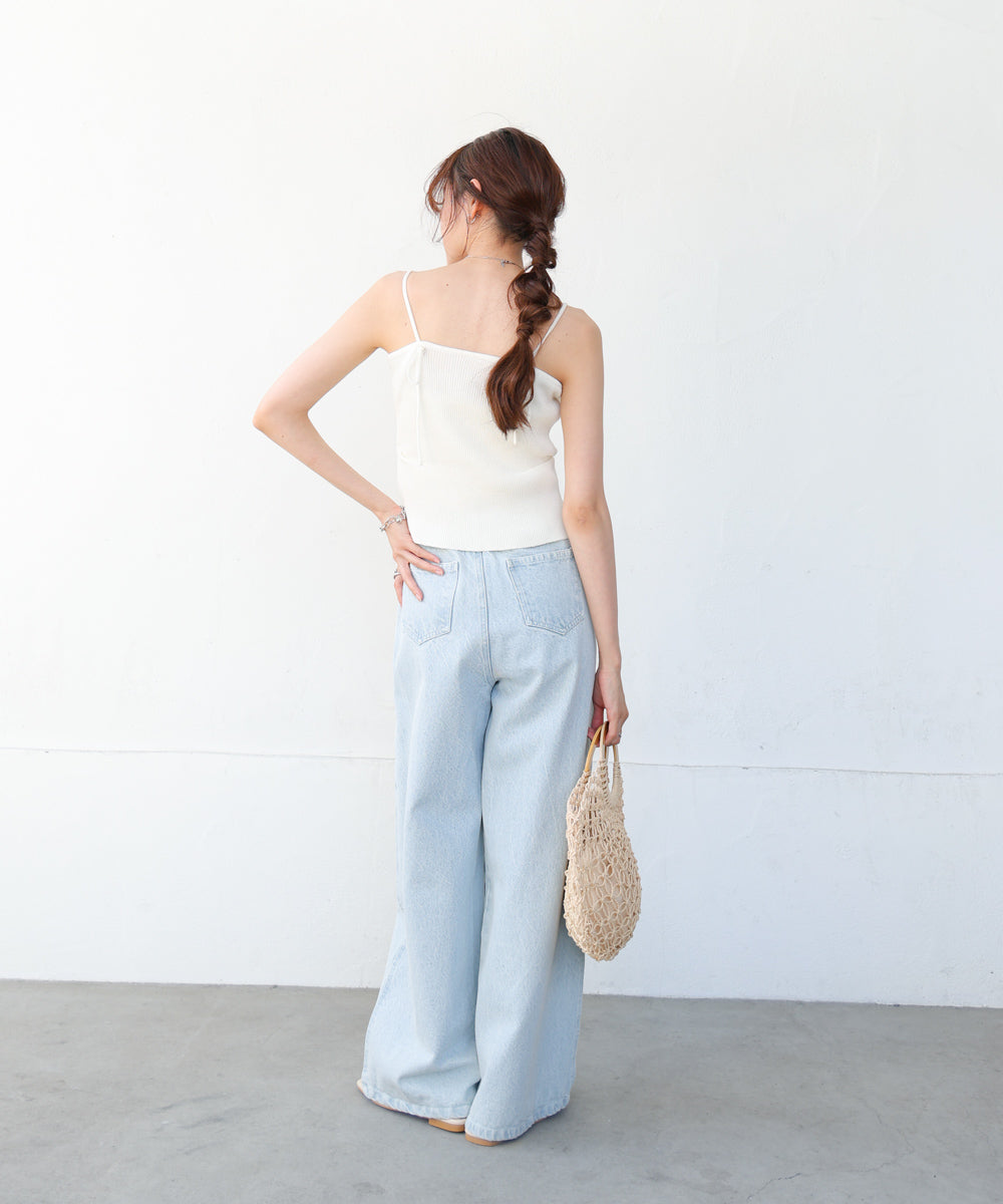 麻タッチニットキャミトップス