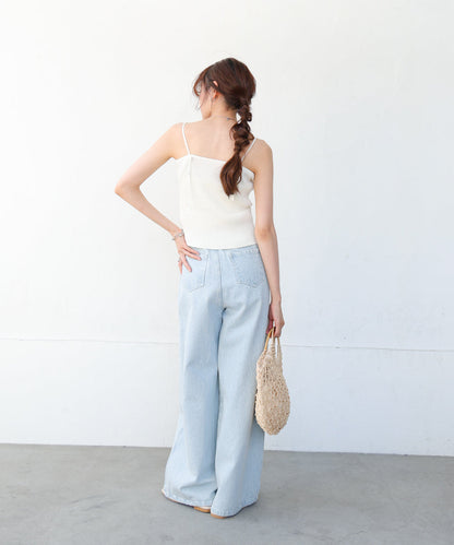 麻タッチニットキャミトップス